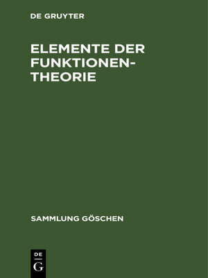 cover image of Elemente der Funktionentheorie